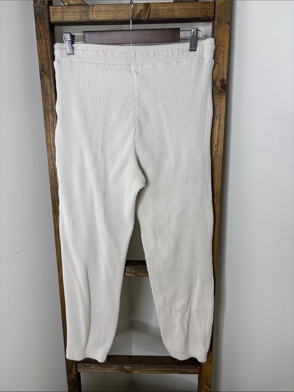 GAP Off-White Ribbed Drawstring Joggers Size M - Picture 5 of 5